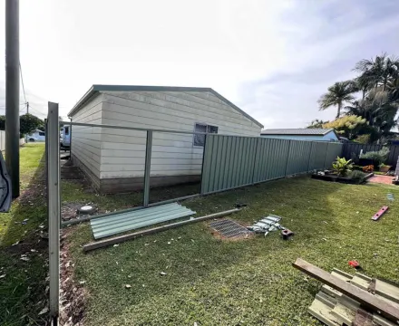 A colorbond fence in Maitland being replaced